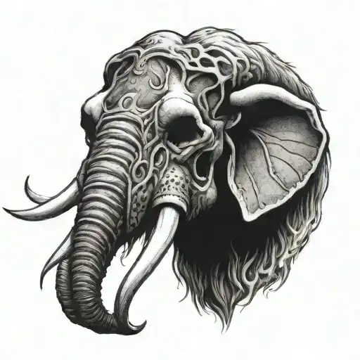 wooly mammoth skull tattoo design idea