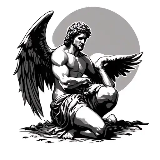 St Michael Kneeling tattoo design idea