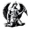 St Michael Kneeling tattoo design idea