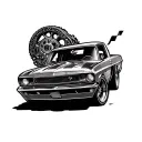 gearhead adrenaline with straight shades driving a car tattoo design idea