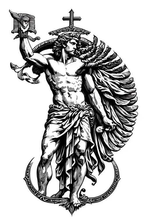 hermes greek god symbol tattoo design idea