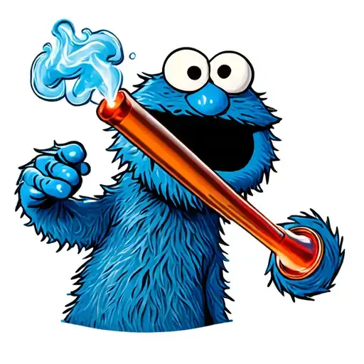 cookie monster smoking bong tattoo design idea