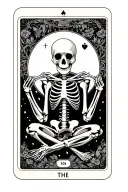 the reader tarot card skeleton tattoo design idea