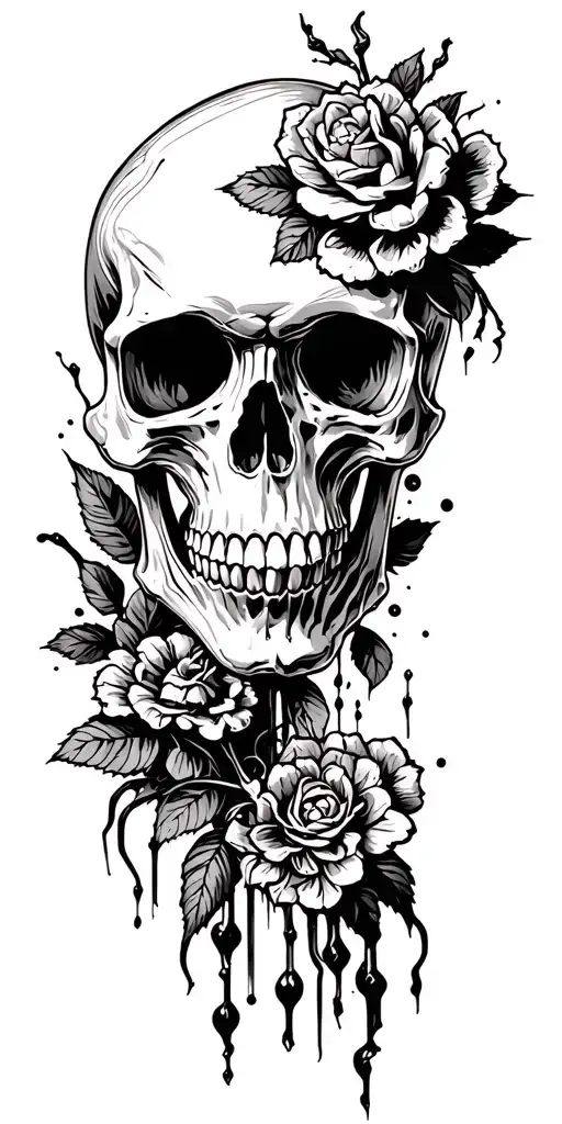 skull soft shading incorporating elements tattoo design idea