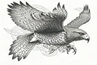 soaring red tailed Hawk viewed from above  tattoo design idea