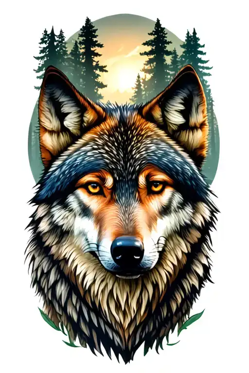 Wolf Forest Backing Aullando tattoo design idea