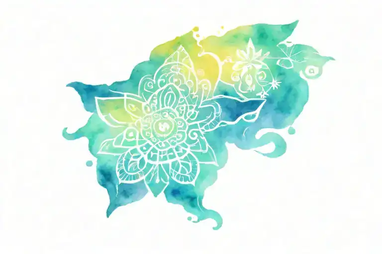 Spiritual Healing with hamsa hand, chakaras, mandala incorporated into the design tattoo design idea