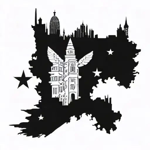 Incorporate iconic landmarks from Cleveland, Houston, D.C., and Miami into a sleeve tattoo design tattoo design idea