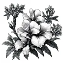 joshua tree, rowan tree, iris flower surrounded tattoo design idea