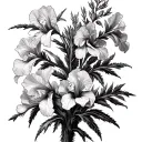 joshua tree, rowan tree, iris flower surrounded tattoo design idea
