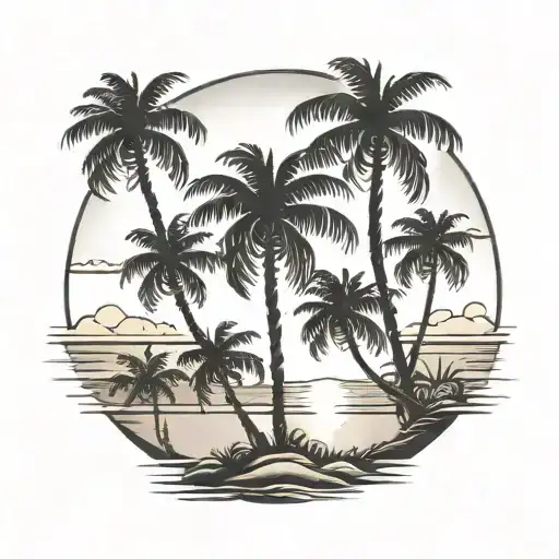 sunset beach sunset with palm trees tattoo design idea