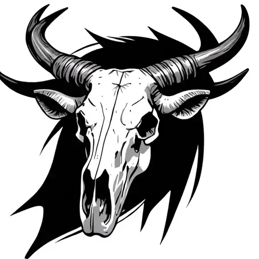 cattle skull with horns tattoo design idea