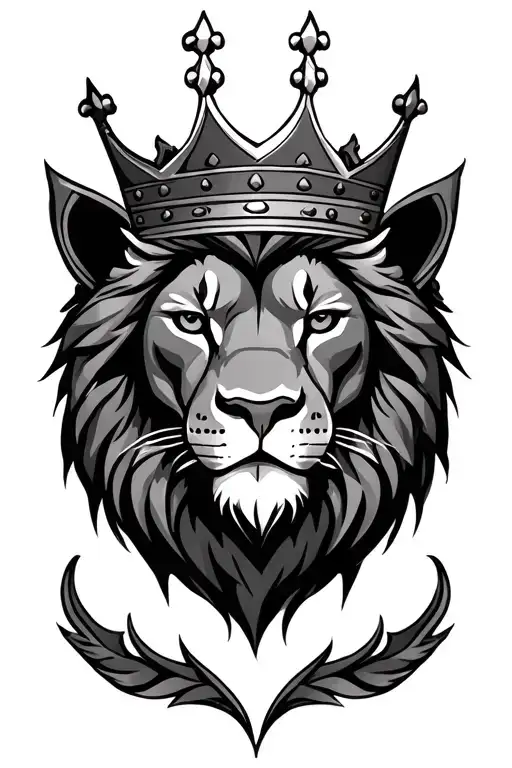 Crowned Lion Face tattoo design idea