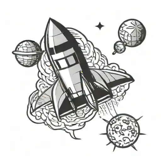 I'm a space bound rocket ship and your heart is the moon tattoo design idea