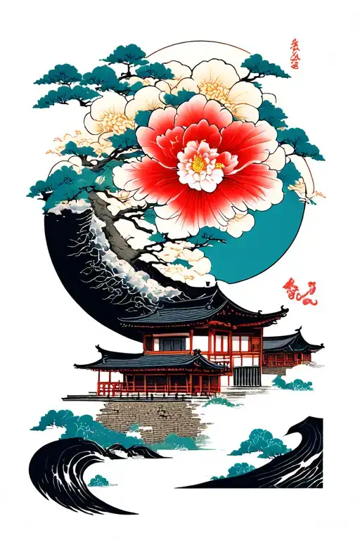 Japanese Village tattoo design idea