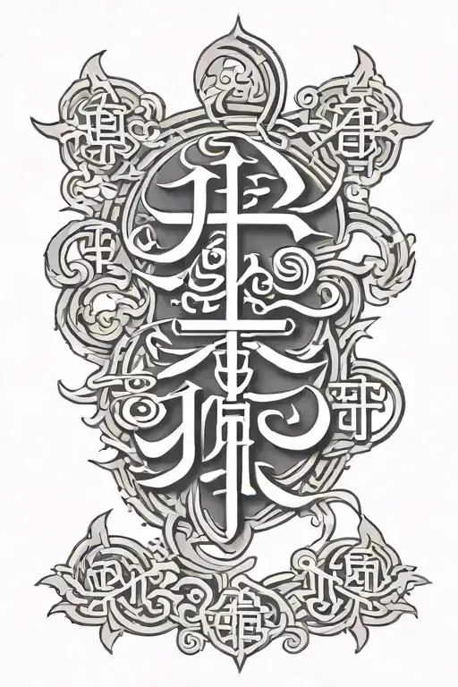 Word Jesus in chinese letters tattoo design idea