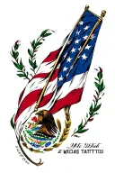Mexican American flag waving tattoo design idea