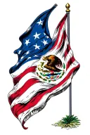Mexican American flag waving tattoo design idea