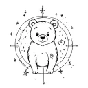 the ursa major dtar constellation with a cute bear around it tattoo design idea