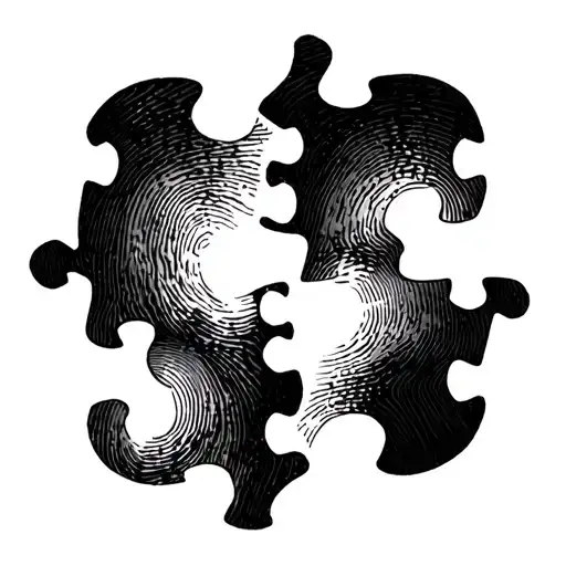 fingerprint puzzle pieces forming heart halve shapes tattoo design idea