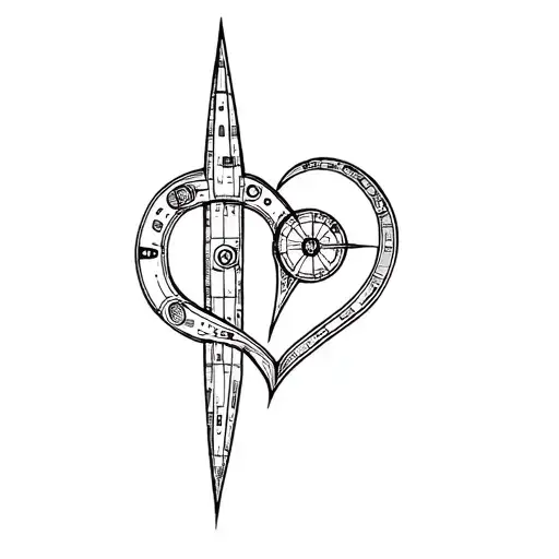 2 Star Trek enterprise ships making a heart shape together tattoo design idea