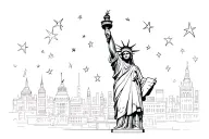 statue of liberty torch with stars tattoo design idea