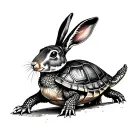 tortoise and the hare racing each other tattoo design idea