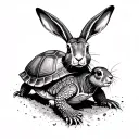 tortoise and the hare racing each other tattoo design idea