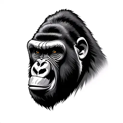 Gorilla faces one laughing tattoo design idea