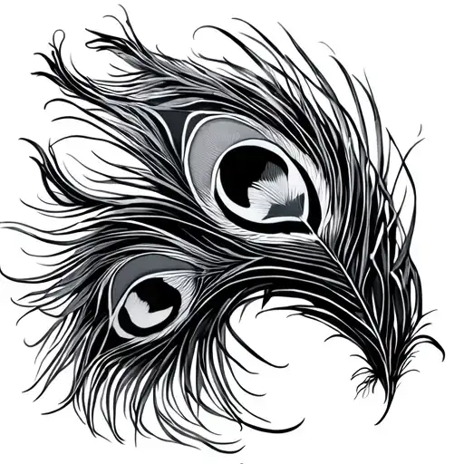 tattoo with peacock feathers from hip to hip, should be wide but not very tall tattoo design idea