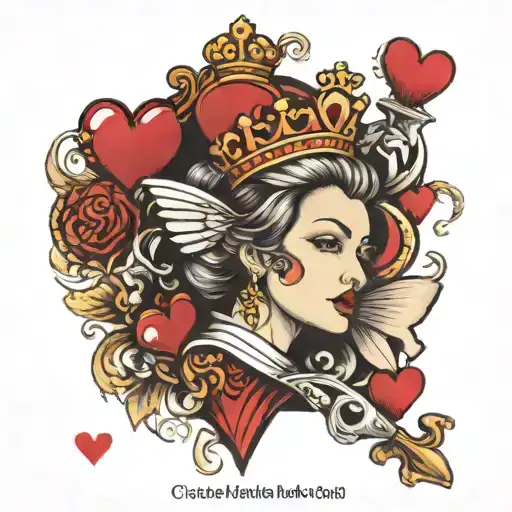 queen of hearts symbolizing love, cancer survivor tattoo design idea