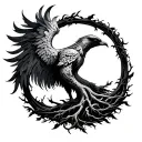 tree of life phoenix rising tattoo design idea