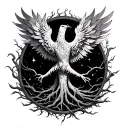 tree of life phoenix rising tattoo design idea