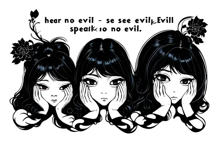 Quote hear no evil see no evil speak no evil tattoo design idea
