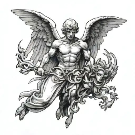 angel person vs devil person tattoo design idea