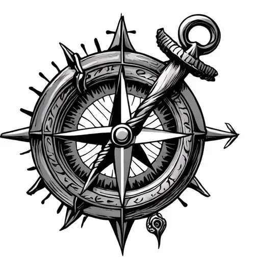 Anchor Compass tattoo design idea