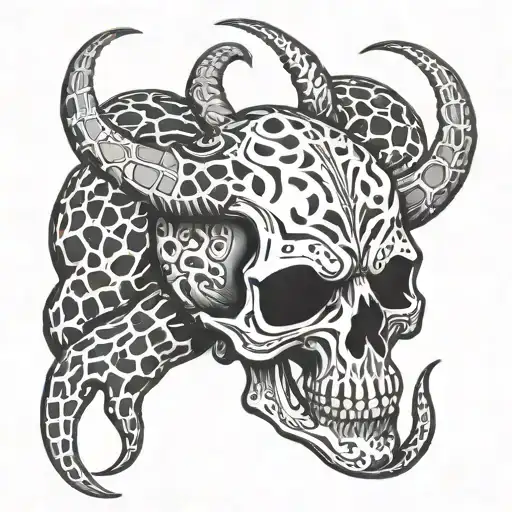 skull leopard print surrounded scorpion tattoo design idea