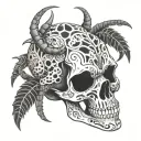 skull leopard print surrounded scorpion tattoo design idea