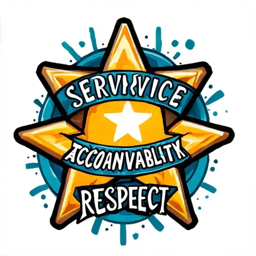 Star made of words: service, teamwork, accountability, respect  tattoo design idea
