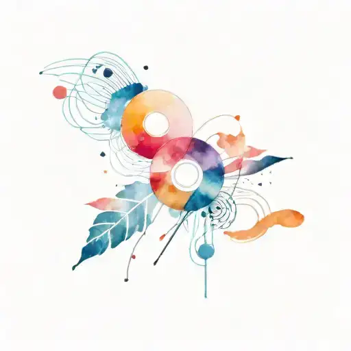 Kandinsky-style for couple tattoo with a fingerprint hidden in the design tattoo design idea