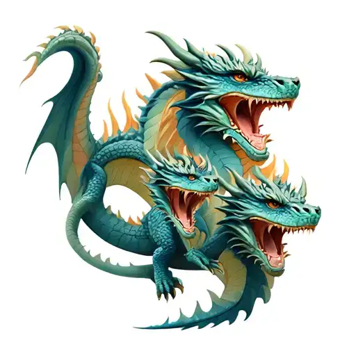  Twin baby Dragons protected by big dragon wrapped tattoo design idea