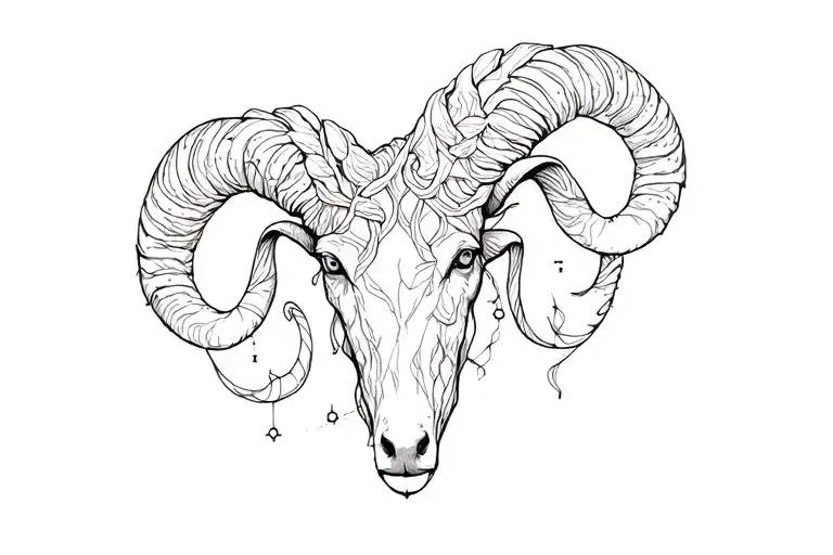 Aries constellation intertwined vines tattoo design idea