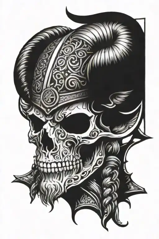 viking ram skull face tattoo design idea