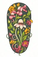 snowdrop, rose, marigold, octopus tentacles tattoo design idea