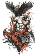 Prometheus holding fire while the eagle eats his liver tattoo design idea