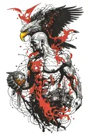 Prometheus holding fire while the eagle eats his liver tattoo design idea