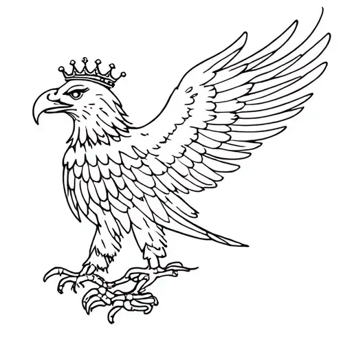 eagle from polish coat of arms. Eagle has crown. tounge sticking out tattoo design idea