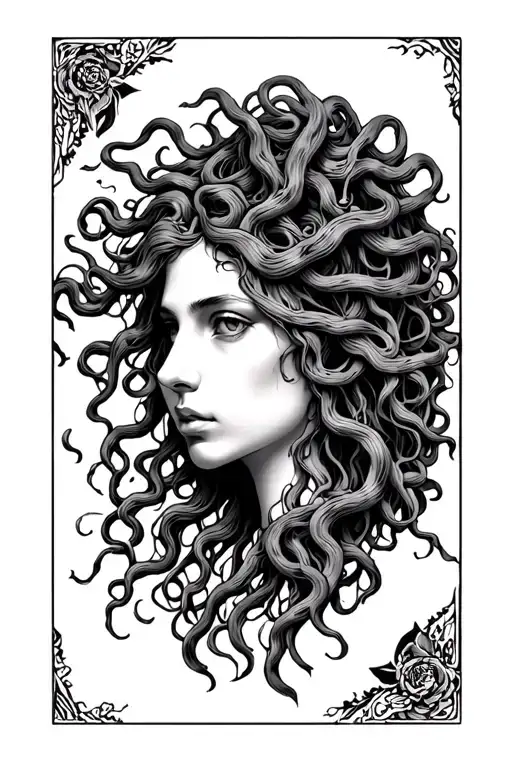 gothic medusa tarot card tattoo design idea