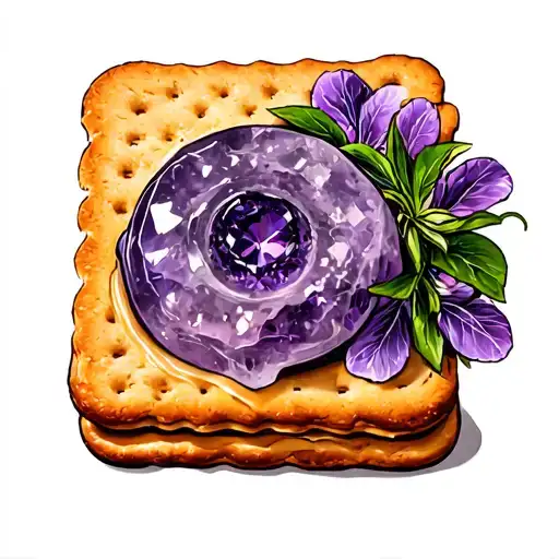 Graham cracker and peanut butter w amethyst tattoo design idea