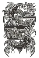 Leviathan and Poseidon in a circle tattoo design idea